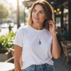 Oltu Taşlı Elişi Tasarım Gümüş Kolye