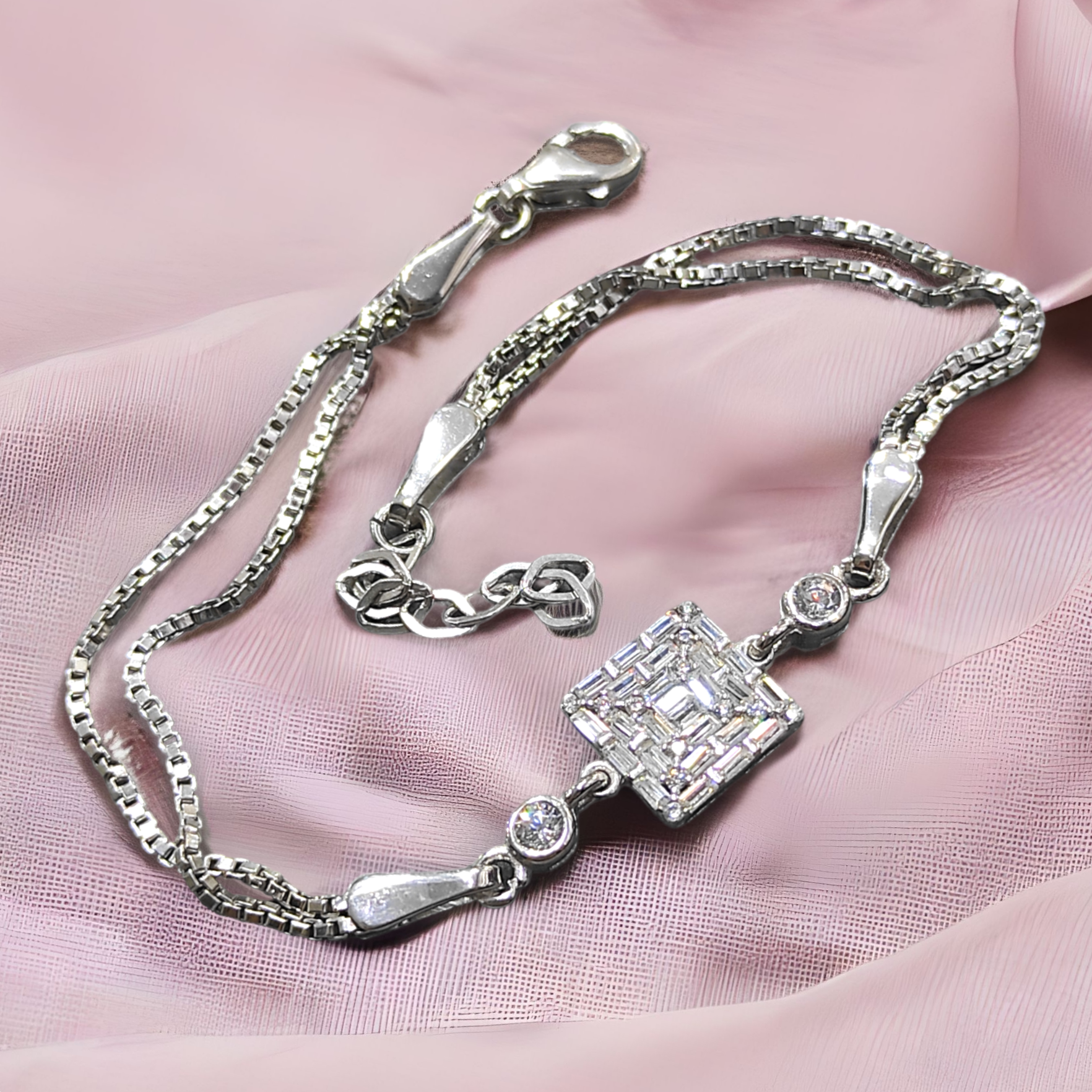 Bagety Taşlı İthal , Altın Kaplamalı Gümüş Bileklik