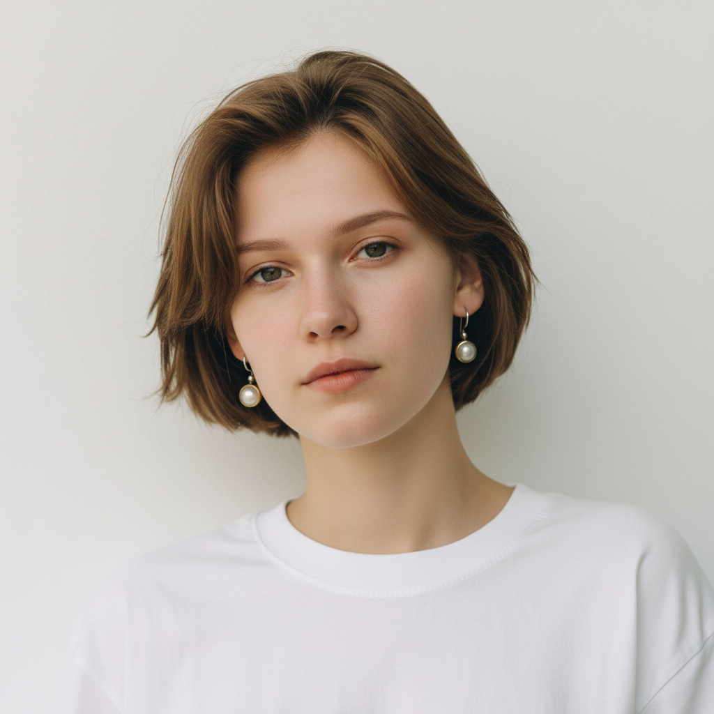 İnci Taşlı Gold renkli Tasarım Gümüş Küpe