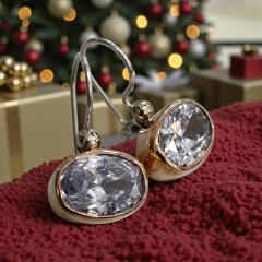 Swarovski Taşlı Rose Kaplamalı Gümüş Tasarım Küpe