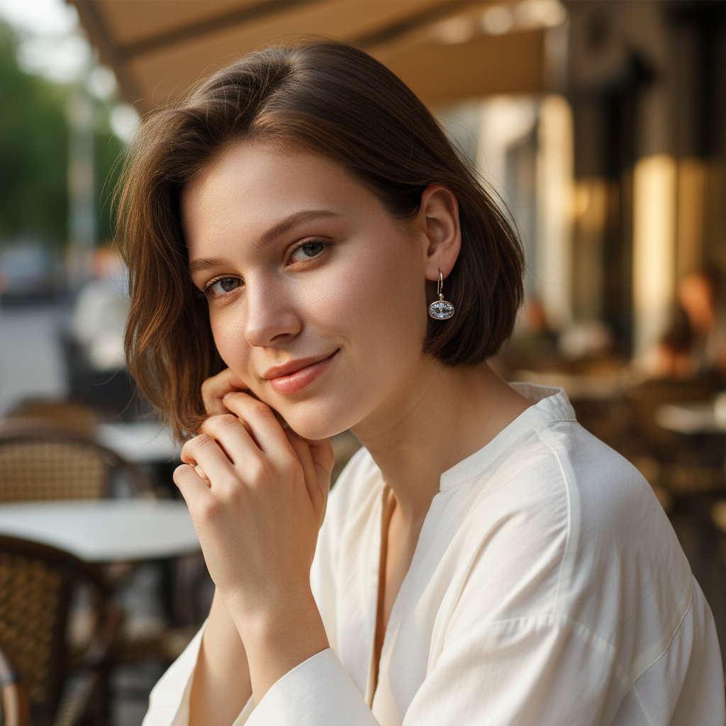 Swarovski Taşlı Rose Kaplamalı Gümüş Tasarım Küpe