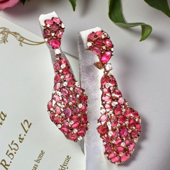 Turmalin Taşlı ,İthal Tasarım Gümüş Küpe