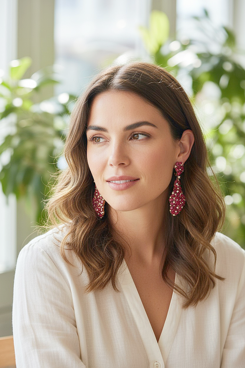 Turmalin Taşlı ,İthal Tasarım Gümüş Küpe