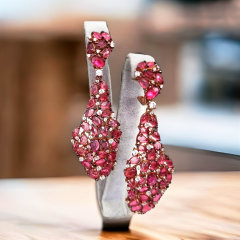 Turmalin Taşlı ,İthal Tasarım Gümüş Küpe