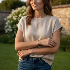 Yonca model Oniks Taşlı Altın kaplamalı ithal Gümüş Bileklik