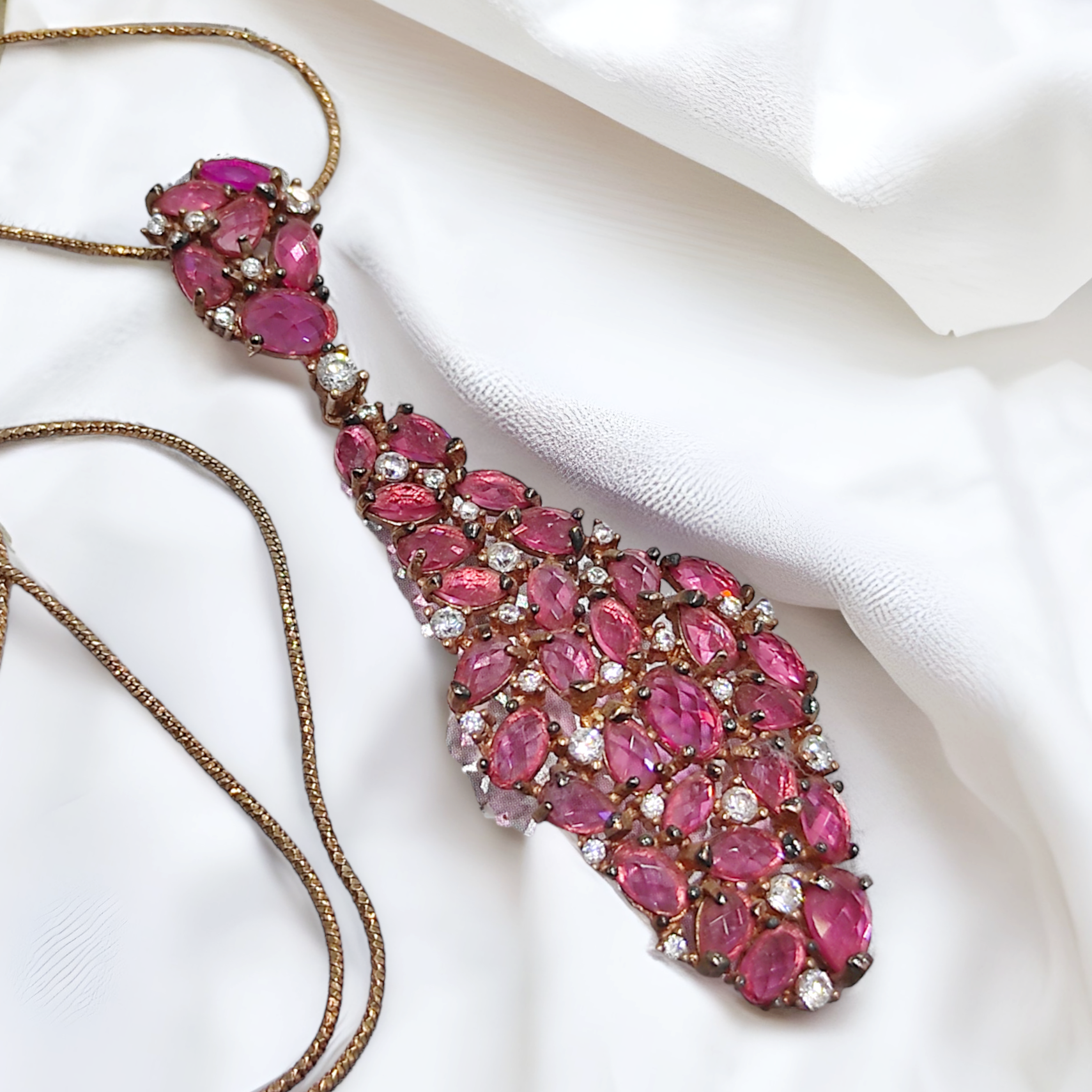 Turmalin Taşlı,İthal Gümüş Kolye