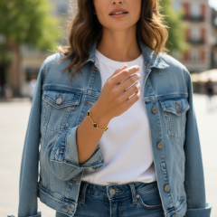 Akik Taşlı Yonca Model Altın Kaplamalı ithal Gümüş Bileklik