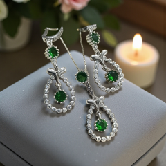 Swarovski Taşlı Altın Rodajlı Gümüş Set