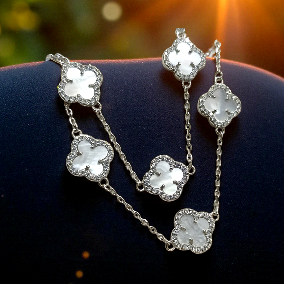 Vancilfe 11 adetli Sedef Taşlı Altın Rodajlı Gümüş Kolye