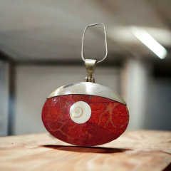 Mercan ve sedef Taşlı Tasarım Gümüş Kolye