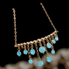 Akuamarin Taşlı Rose Altın Kaplamalı Gümüş Kolye