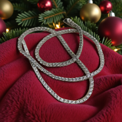 Mozanit Taşlı 2 mm Altın Rodajlı Suyolu Gümüş Kolye