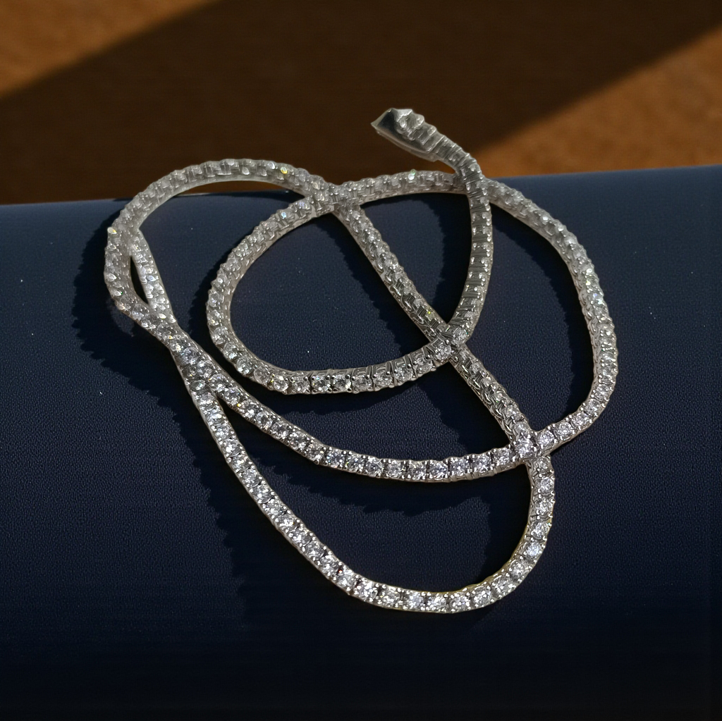 Mozanit Taşlı 2 mm Altın Rodajlı Suyolu Gümüş Kolye