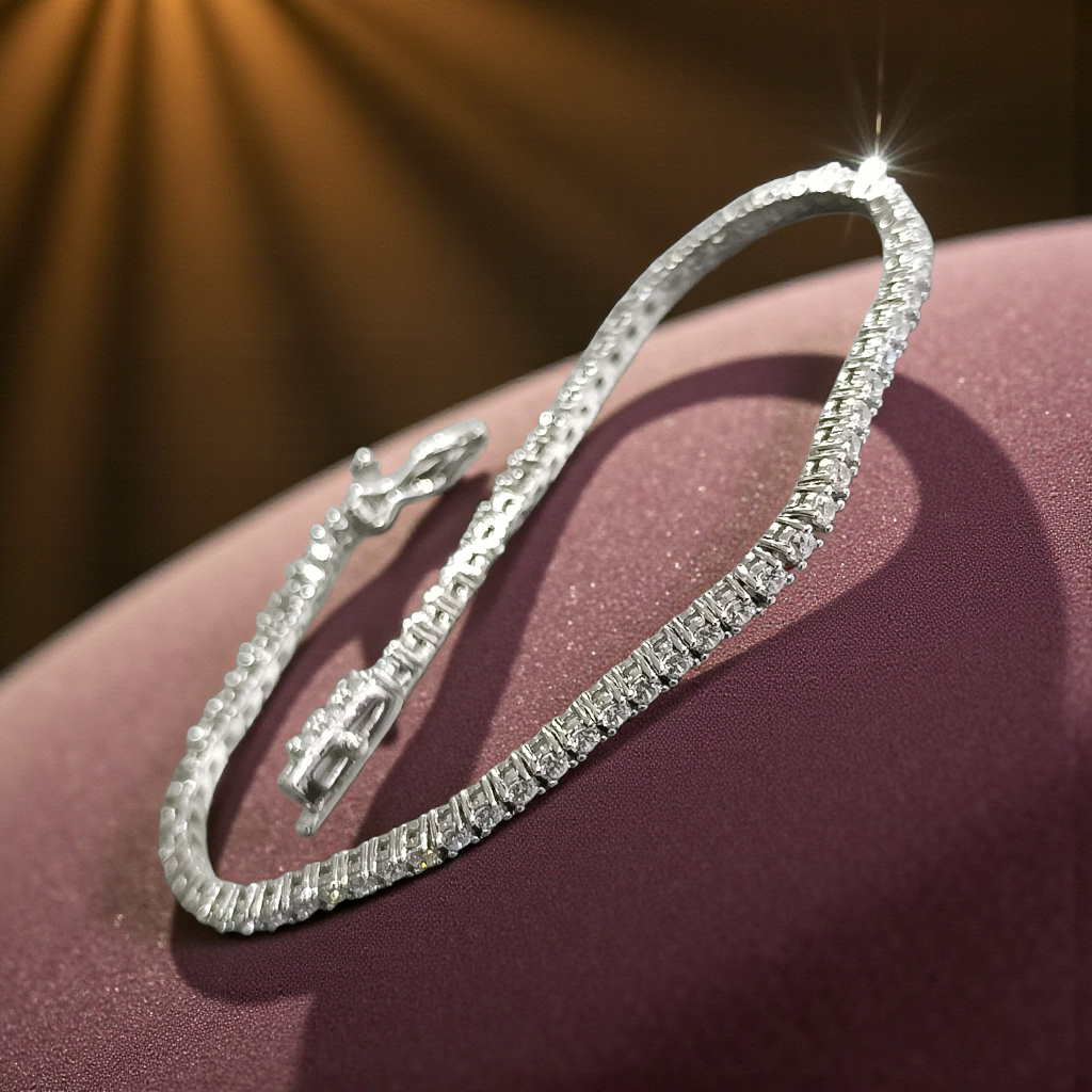 Swarovski Taşlı, 1.5 mm Altın Rodajlı Gümüş Suyolu Bileklik