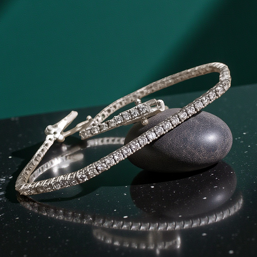 Swarovski Taşlı 2 mm Altın Rodajlı Gümüş Suyolu Bileklik