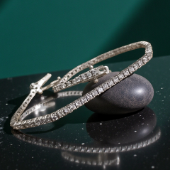 Swarovski Taşlı 2 mm Altın Rodajlı Gümüş Suyolu Bileklik