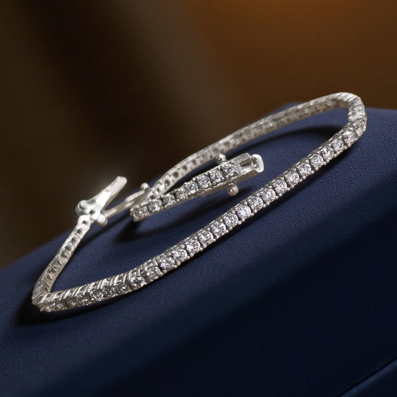 Swarovski Taşlı 2 mm Altın Rodajlı Gümüş Suyolu Bileklik