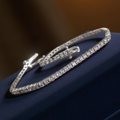 Swarovski Taşlı 2 mm Altın Rodajlı Gümüş Suyolu Bileklik