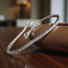 Mozanit Bagety Taşlı 2 mm Altın Rodajlı Suyolu Bileklik