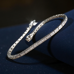 Mozanit Bagety Taşlı 2 mm Altın Rodajlı Suyolu Bileklik