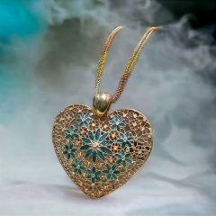 Mineli Rose Kalp Model Gümüş İthal Kolye