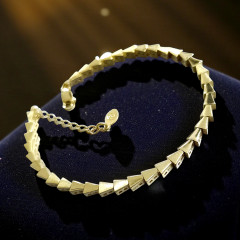 Balık Sırtı Altın Kaplamalı Gümüş Bileklik