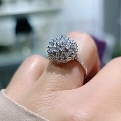 Swarovski Baget Taşlı Altın Rodajlı Gümüş Yüzük