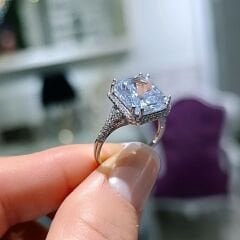 Swarovski Bagety Taşlı Altın Kaplamalı Gümüş Yüzük