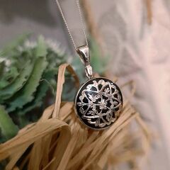 Oltu Taşlı Elişi Tasarım Gümüş Kolye