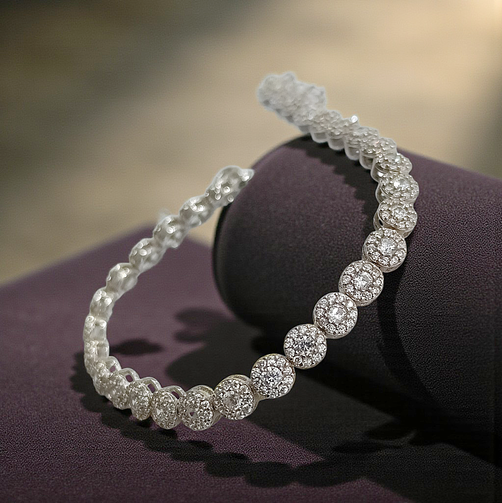 Swarovski Taşlı Gül model Altın Kaplamalı Gümüş Bileklik