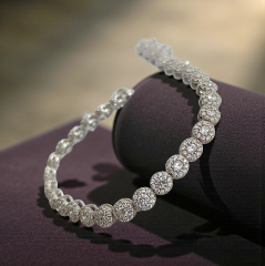 Swarovski Taşlı Gül model Altın Kaplamalı Gümüş Bileklik