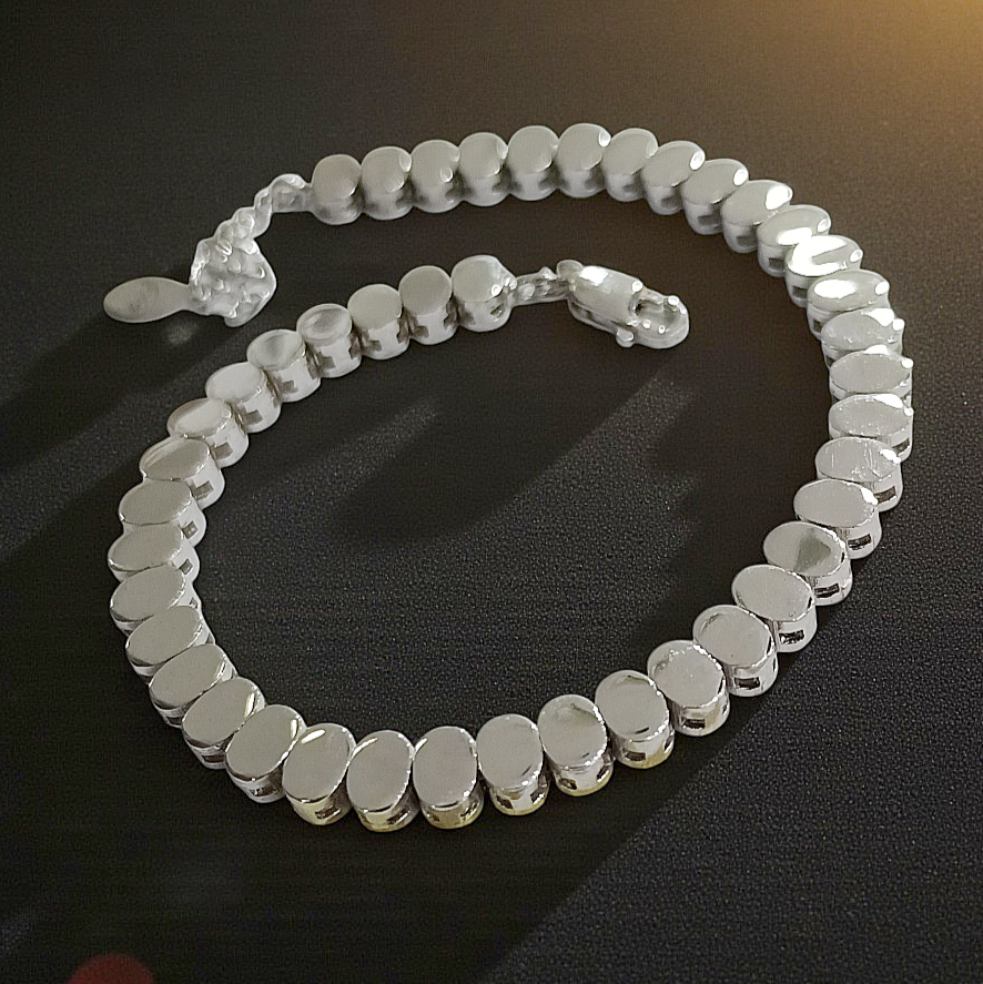 Cartier model Gümüş Üzerine Beyaz altın kaplamalı Bileklik