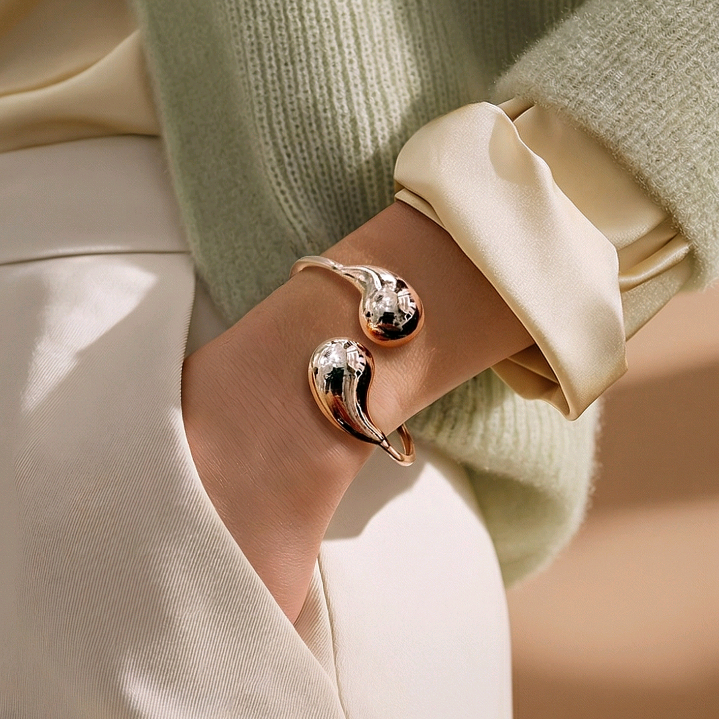 Bottega model Rose Altın Kaplamalı Gümüş Bilezik