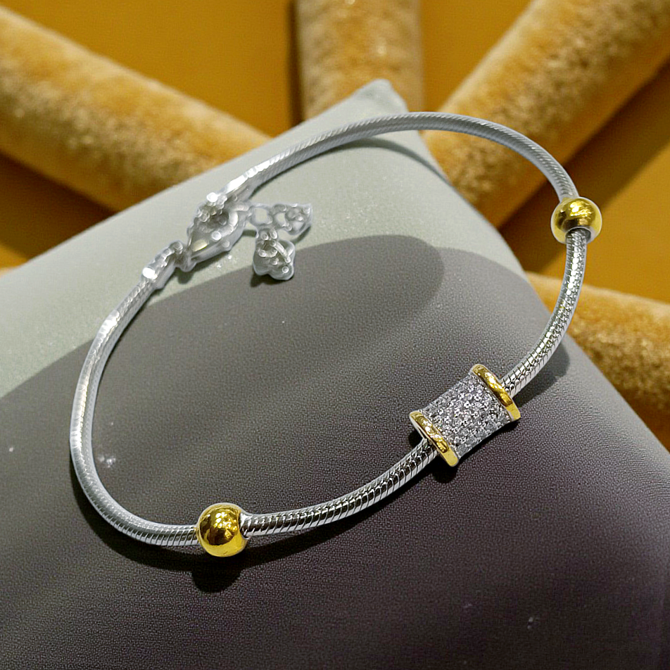 Pandora zincir Model Altın Rodajlı Gümüş Bileklik