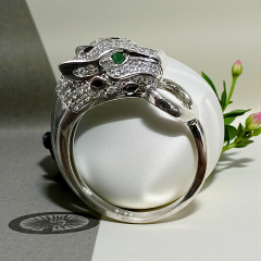 Zümrüt Taşlı Bulgary Model Aslan başı Gümüş Yüzük