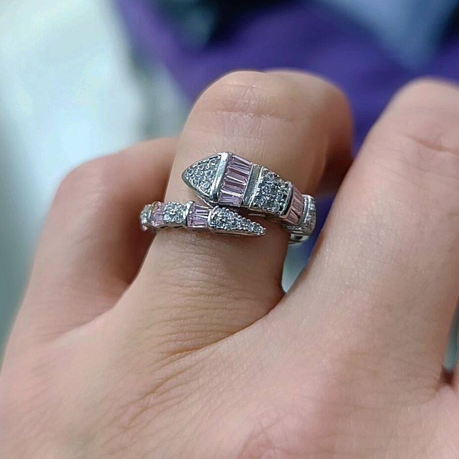 Serpente model Swarovski Taşlı Gümüş Yüzük