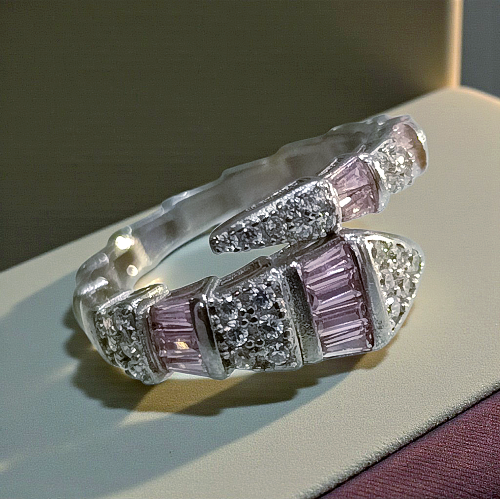 Serpente model Swarovski Taşlı Gümüş Yüzük