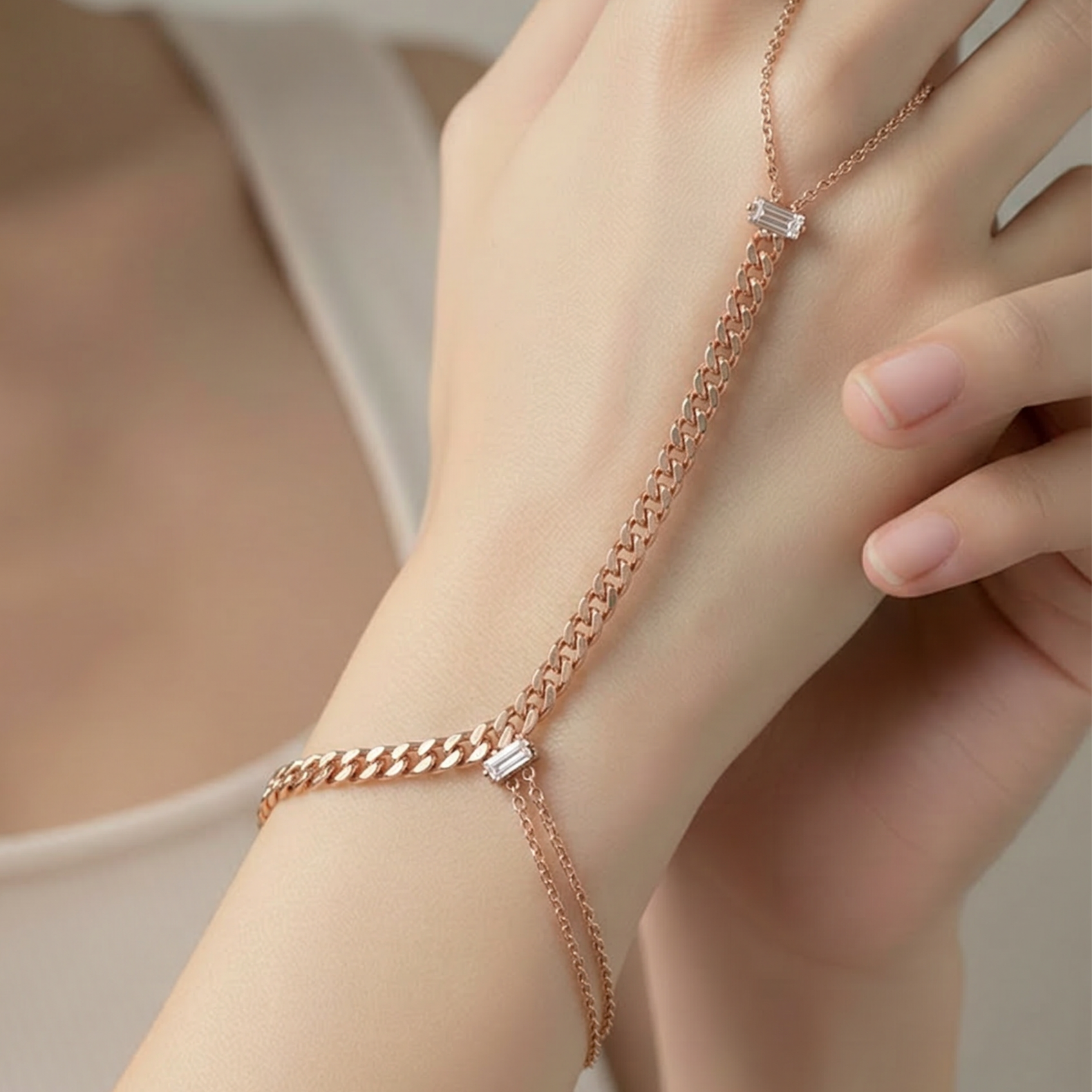 Zincir Model Rose Altın Kaplamalı Gümüş Şahmeran