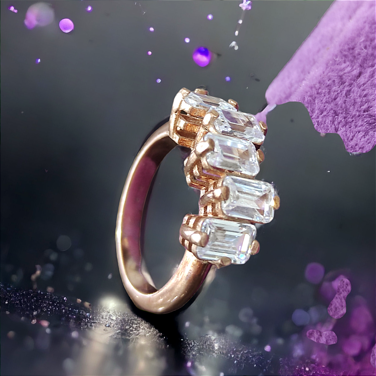 Zirkon Taşlı Bagety Rose Gümüş Yüzük