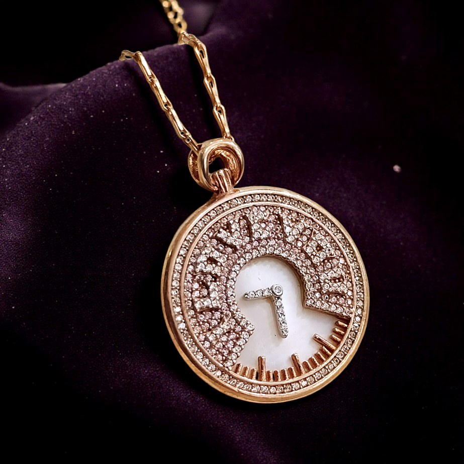 Sedef ve Swarovski Taşlı Rose ithal Gümüş Kolye