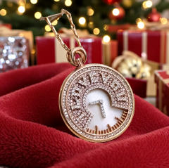 Sedef ve Swarovski Taşlı Rose ithal Gümüş Kolye