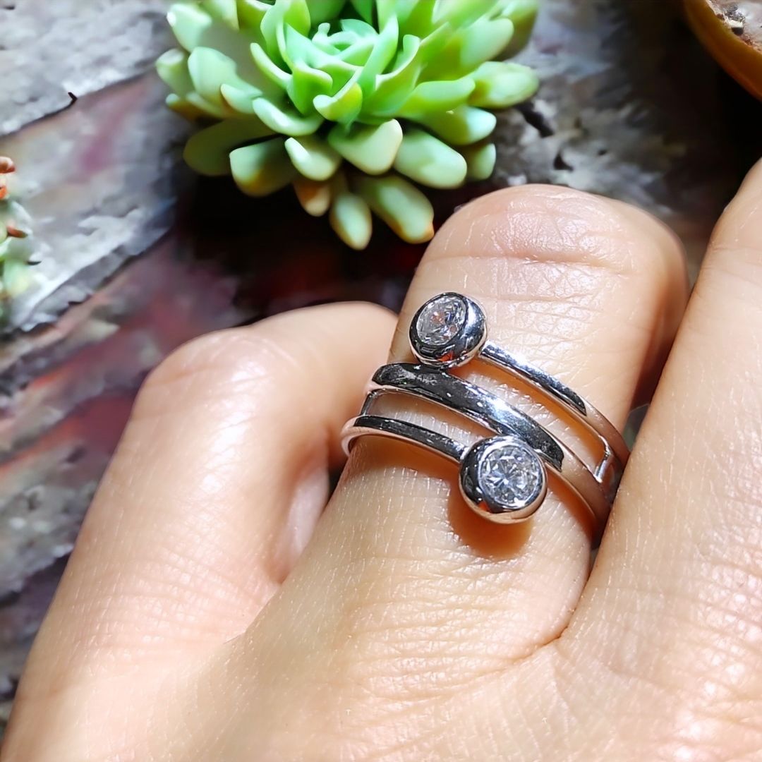 Swarovski Taşlı Altın Rodyum Gümüş Yüzük