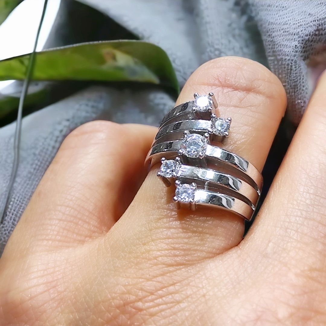 Swarovski Taşlı Altın kaplamalı Gümüş Yüzük