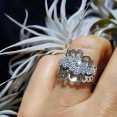 Swarovski Taşlı Altın Kaplamalı İthal Gümüş Yüzük