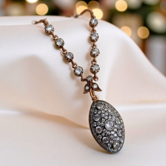 Swarovski Taşlı Altın Rodajlı Elmas Montur Gümüş Kolye