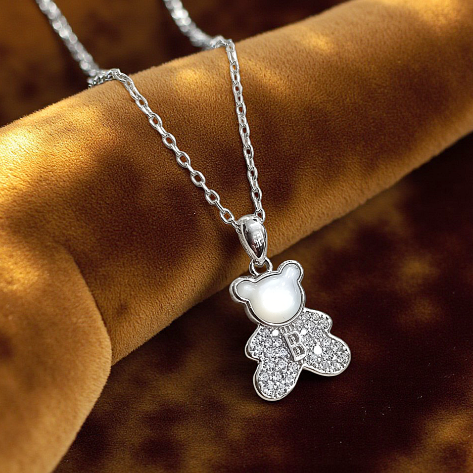 Bulgary Model Sedef Taşlı Gümüş Ayıcık Kolye