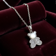 Bulgary Model Sedef Taşlı Gümüş Ayıcık Kolye