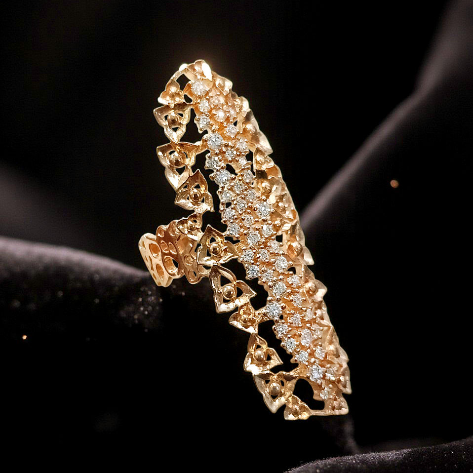 Swarovski Taşlı Rose Altın Kaplamalı Tasarım Gümüş Yüzük