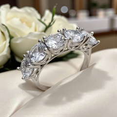 Swarovski Taşlı Altın Rodajlı İthal Gümüş 5 Taş Yüzük