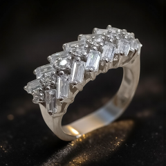 Swarovski Bagety Taşlı Altın Rodajlı Gümüş Yüzük